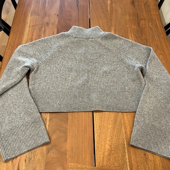 Reformation Grey Cashmere Cropped Turtleneck Sweater - Picture 2 of 6